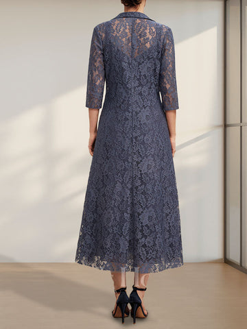 Vestido de chifón de corte A con escote en V y largo hasta la rodilla para la madre de la novia