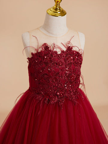 Vestido de princesa/vestido de princesa con cola de tul para niña de las flores 