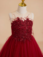 Vestido de princesa/vestido de princesa con cola de tul para niña de las flores 