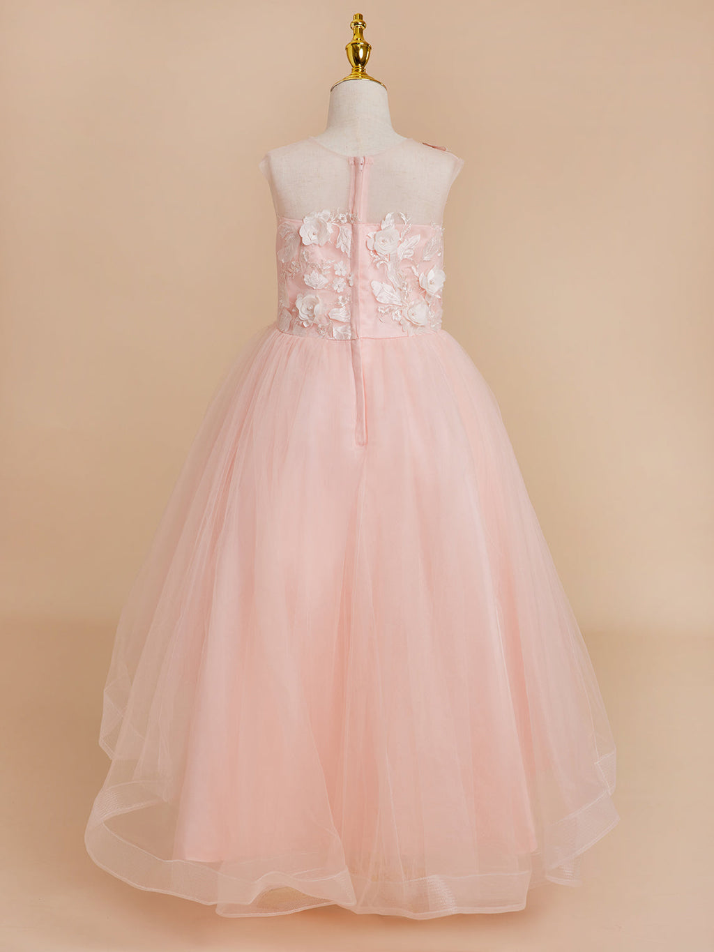 Vestido de princesa asimétrico de tul rosa para niña de las flores 