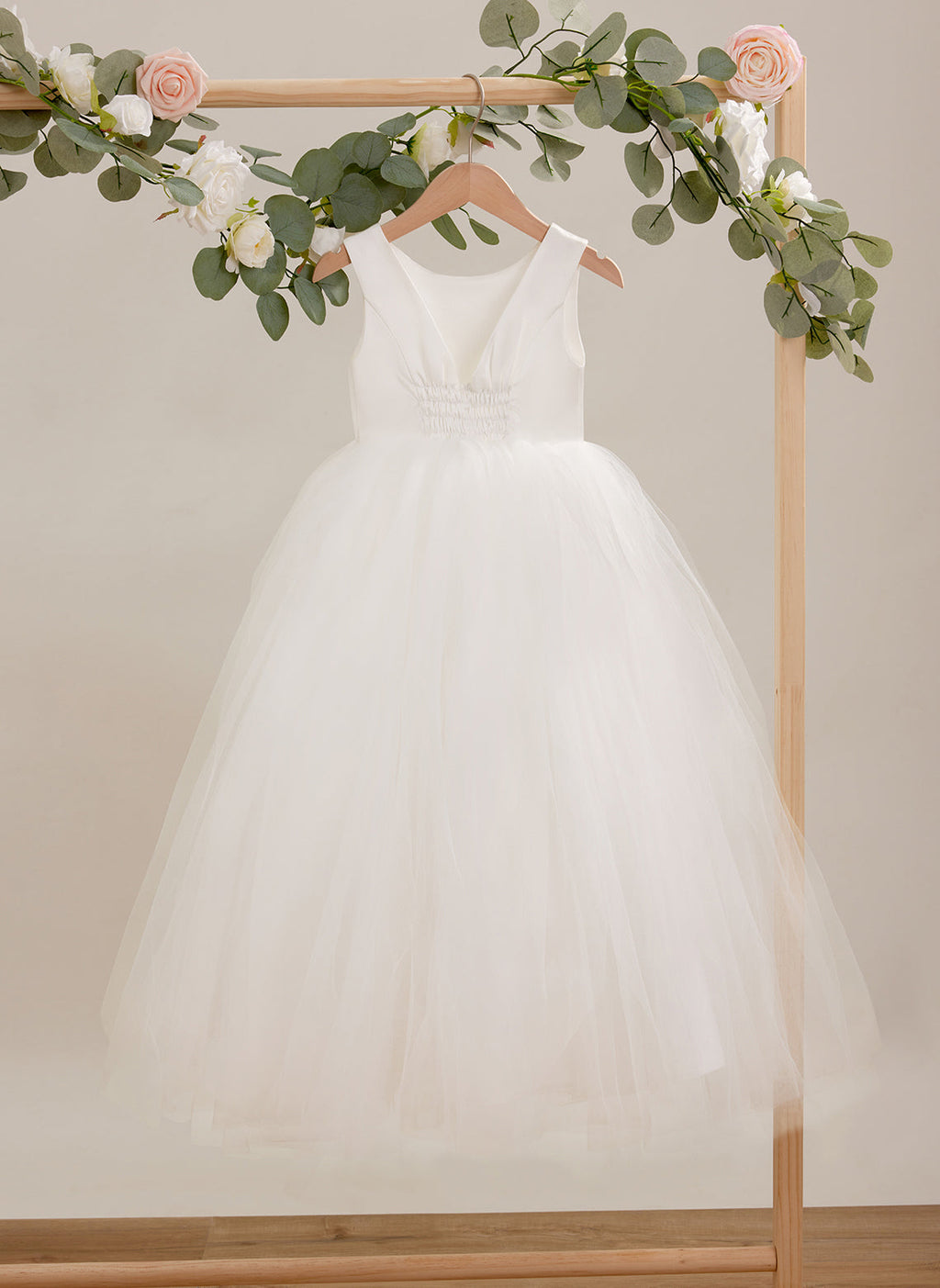 Vestido de gala/de princesa de satén y tul hasta los tobillos 