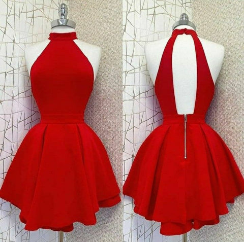 Vestido corto rojo de fiesta con cuello alto, vestido para la vuelta al cole, vestido rojo para la fiesta de bienvenida Y30