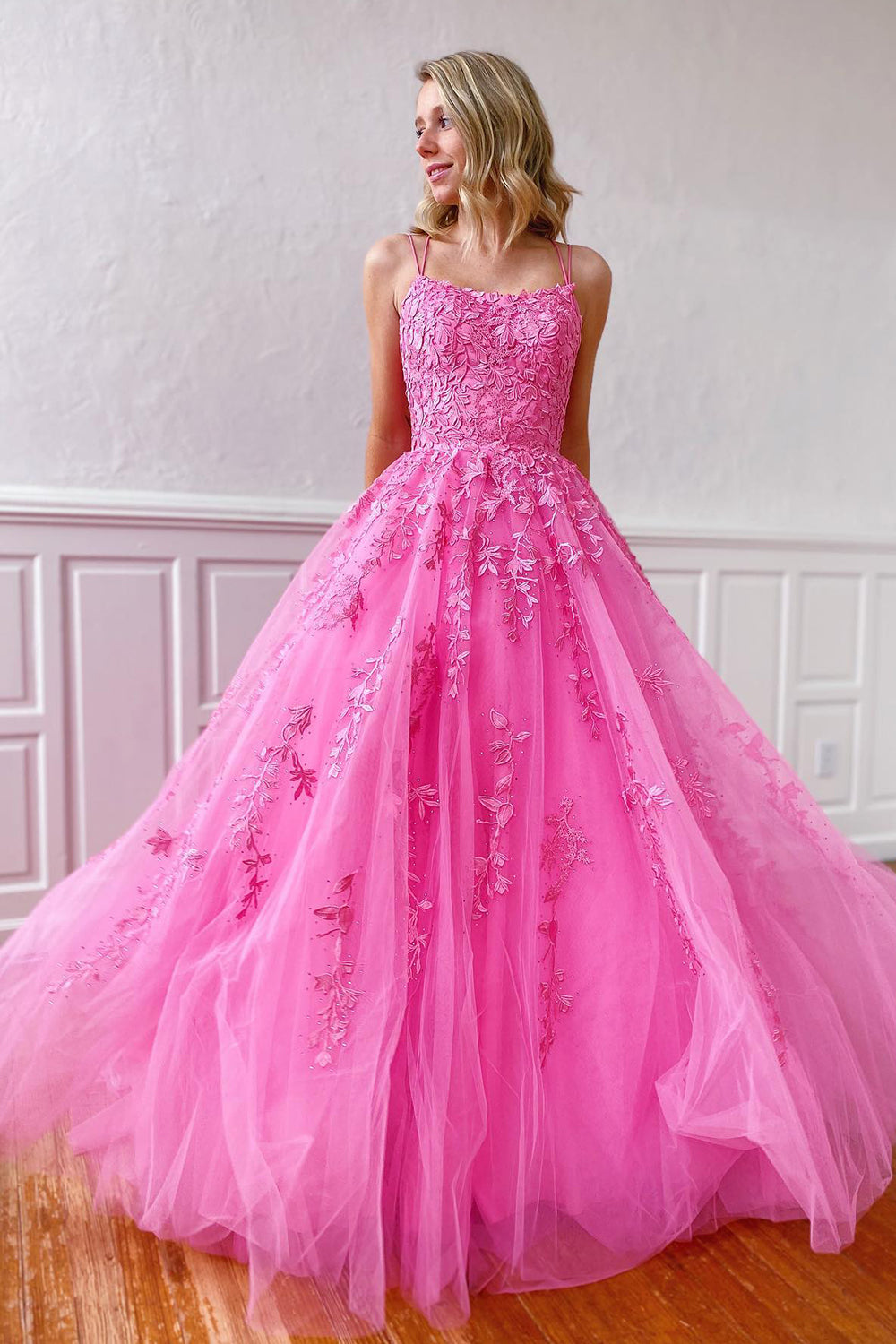 Princess Red Spaghetti Straps Prom Dress
