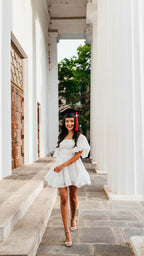 White A-line Short Graduation Dress White Homecoming Dress Y1843