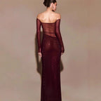 Robe de bal élégante à une épaule ornée de strass 