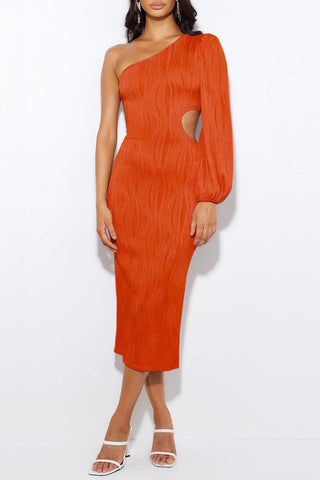 Vestidos de noche elegantes y formales, lisos, con cuello oblicuo calado (5 colores) 