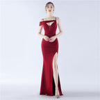 Satin Sling Exhibition Bridesmaid Etiquette Evening Dress