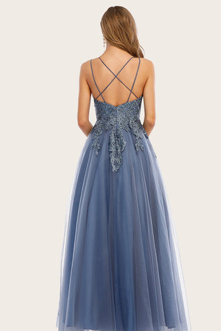 Dusty Long Prom Dress with Lace