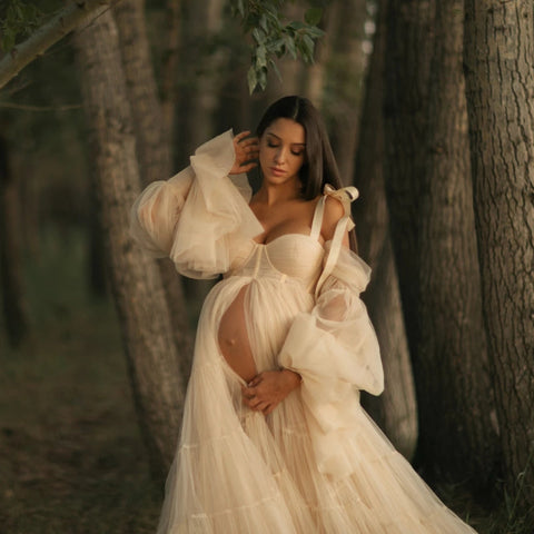 Vestido de tul plisado para embarazadas, vestido para sesión de fotos de embarazadas, vestido para baby shower