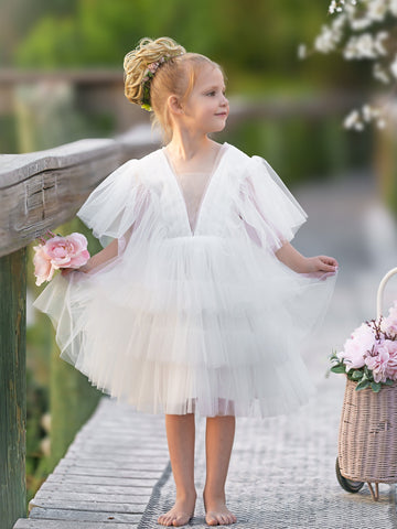 Vestido de niña pequeña de tul elegante estilo hada del jardín encantado 