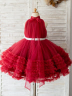 Vestido burdeos de tul hasta la rodilla (2003227640) 