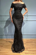 Off-the-Shoulder Evening Dress Mermaid Long With Lace