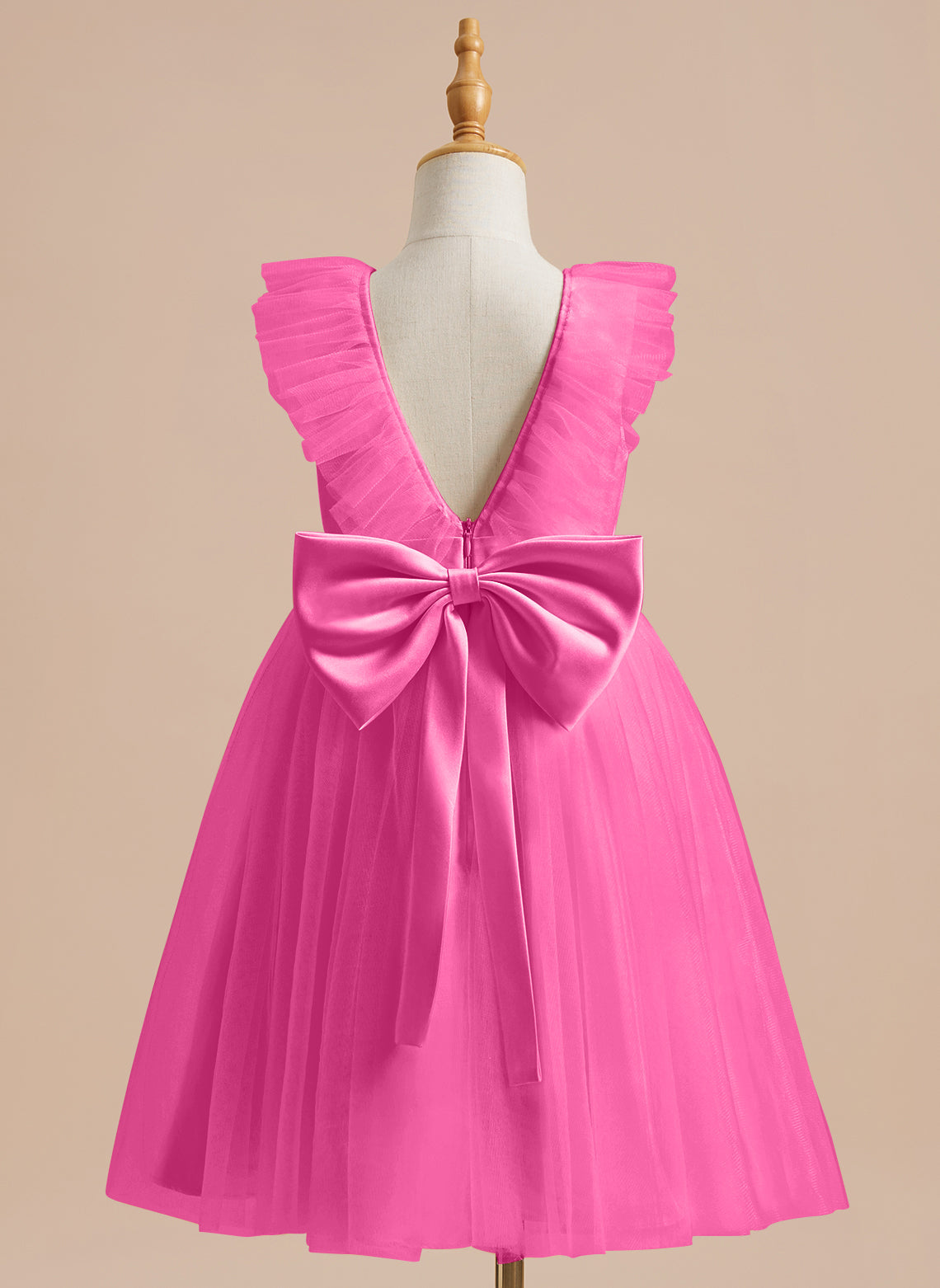 Vestido de niña de las flores de corte A, de satén y tul, hasta la rodilla 