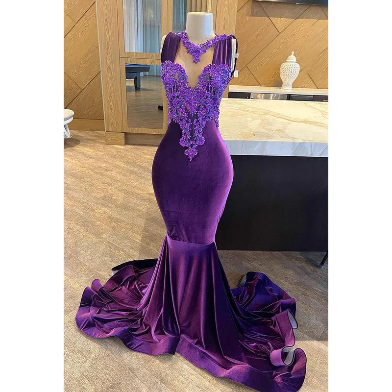 Robe de bal sirène glamour et spectaculaire à col en V sans manches avec strass