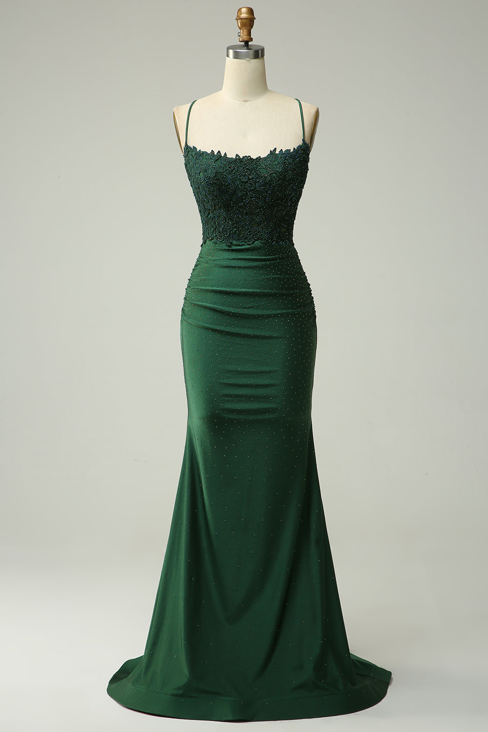 Mermaid Spaghetti Straps Royal Blue Long Prom Dress with Appliques