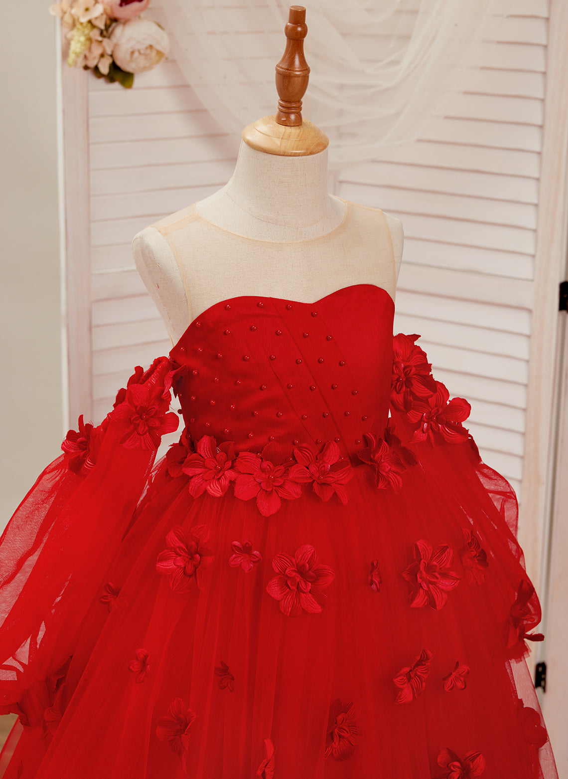 Vestidos de princesa con flores en 3D para niña 