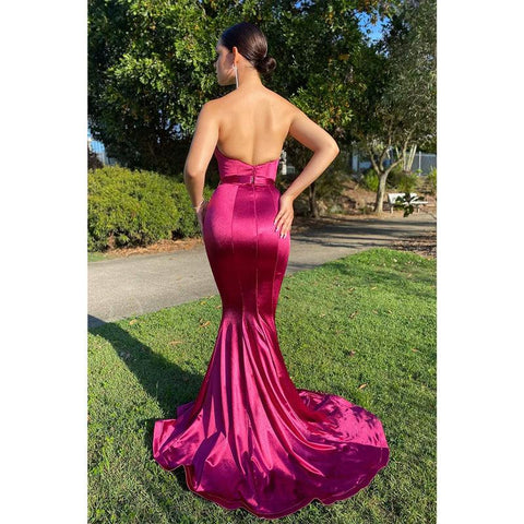 Sweetheart Elastic Satin Mermaid Prom Dress Long