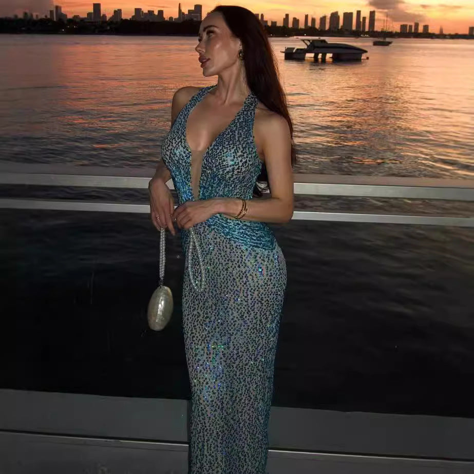 Chic Black Beaded Bandage Party Dress Prom Dress