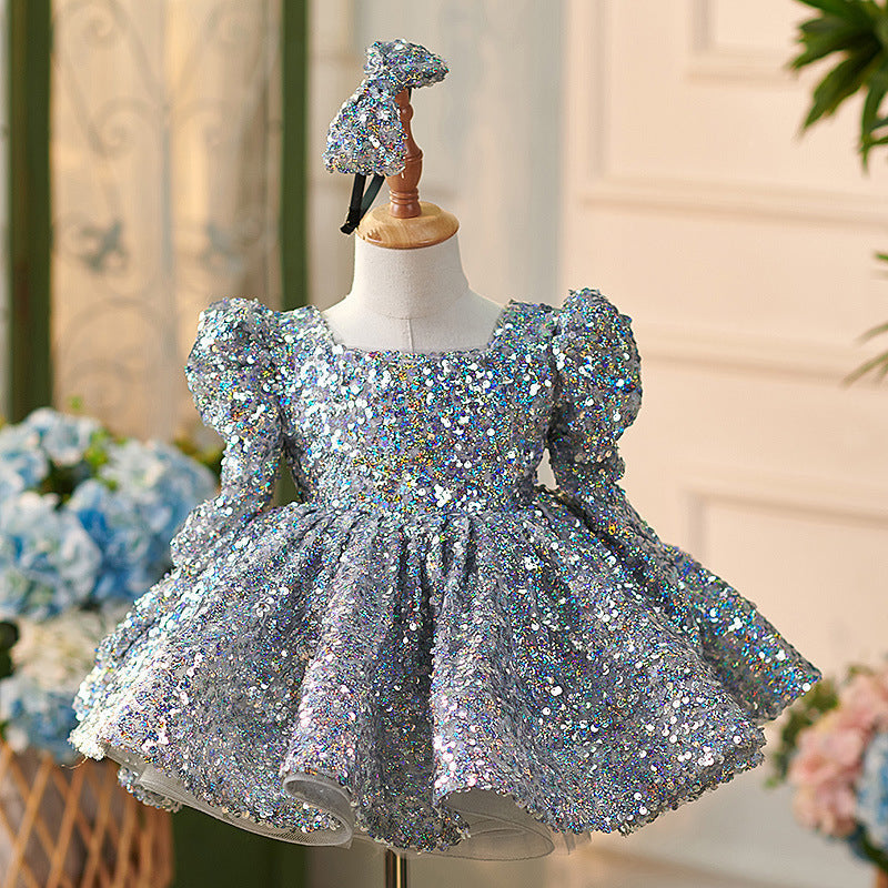 Vestido de tul con lentejuelas hasta la rodilla para bebé niña 