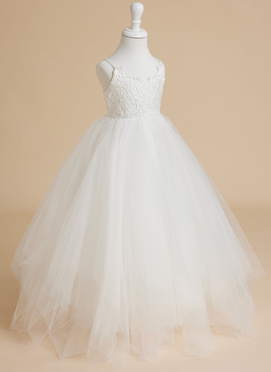 Vestido de baile/vestido largo de princesa de tul y encaje blanco (010145213) 