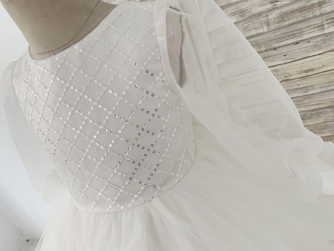 Vestido de princesa/vestido de tul hasta la rodilla para niña de las flores 