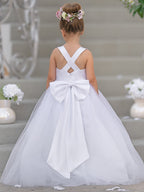 Robe de demoiselle d'honneur intemporelle en satin et tulle, coupe trapèze, sans manches 