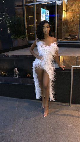 White Sexy Evening Dress Chic Prom Gown Y1877