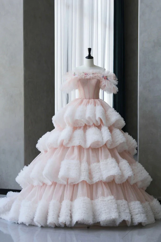 Vestido de quinceañera dulce con capas de tul plisado de hadas Y7702