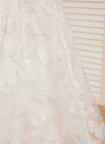 A-line Lace Satin Floor-length Ivory Dress (010146741)