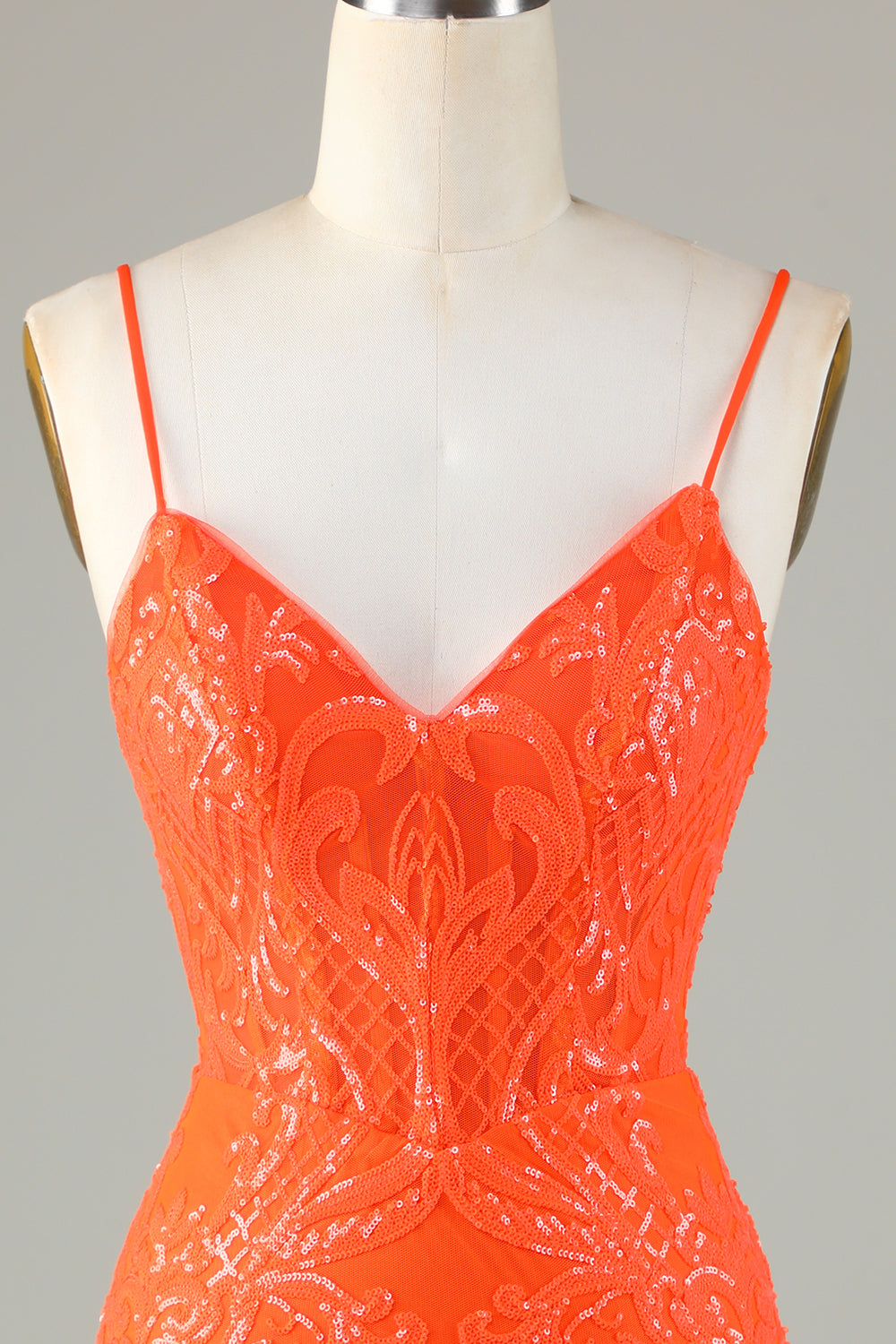 Sparkly Sheath Spaghetti Straps Sequins Corset Homecoming Dress