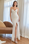 Robe de bal sirène à sequins avec fente