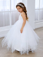 Vestido de baile/vestido largo de princesa de tul y encaje blanco (010145213) 