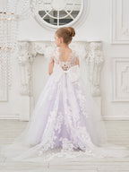 Robe de demoiselle d'honneur à traîne en tulle et dentelle amovible 