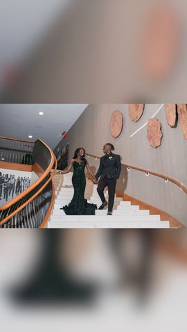 Robe de bal longue à sequins verts, style sirène, pour les élèves de terminale (Y120)