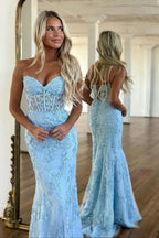 Purple Sweetheart Neck Mermaid Prom Dress With Appliques