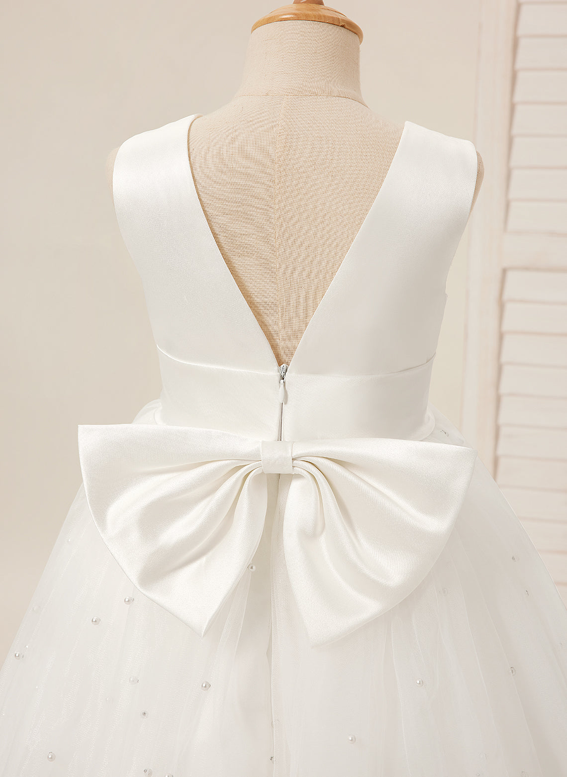 Vestido de princesa/vestido de princesa de satén y tul hasta la rodilla para niña de las flores 