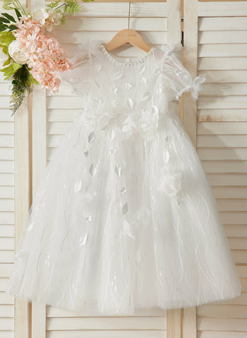 Vestido blanco de tul estilo princesa para bebé niña 