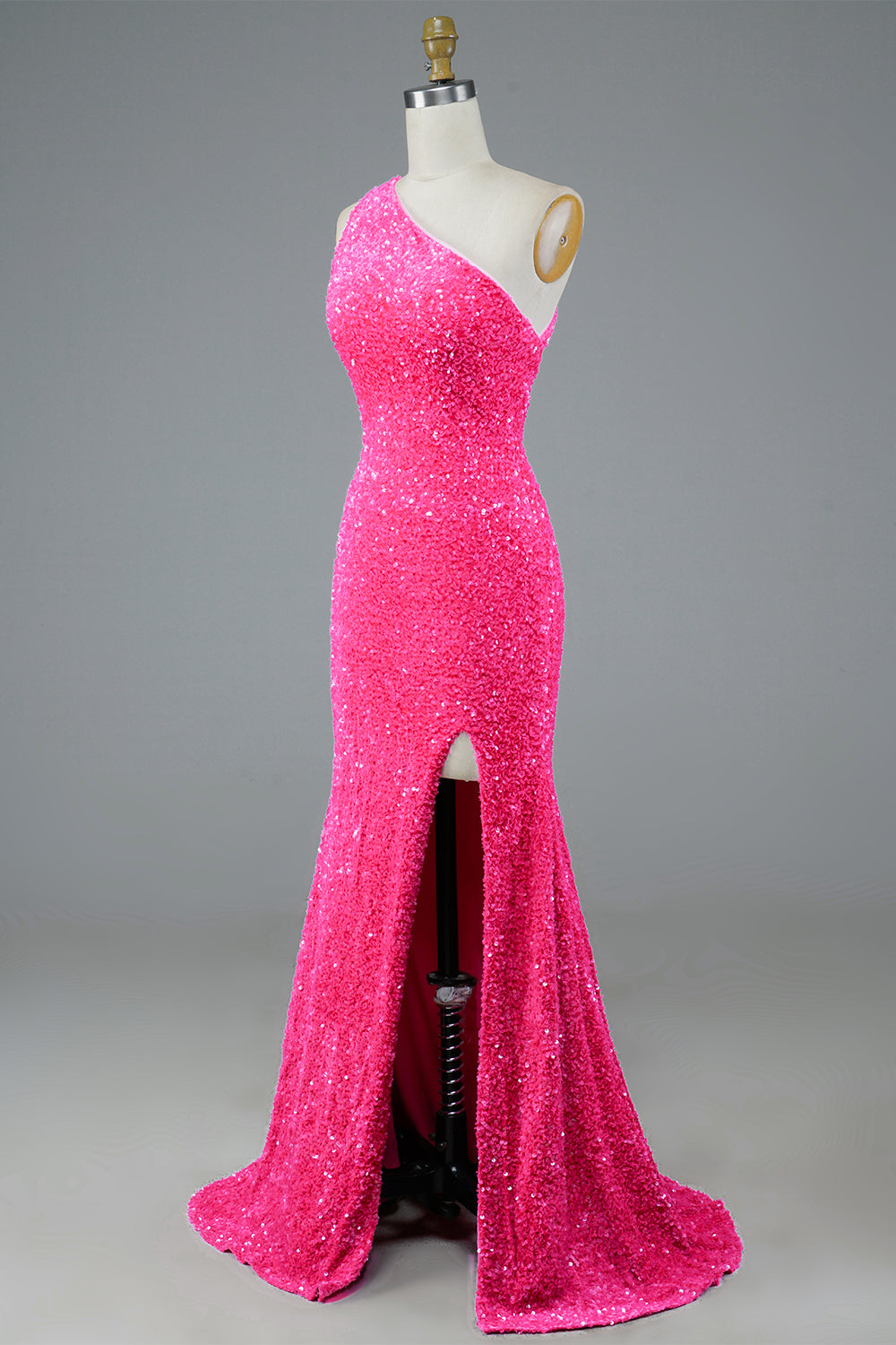 Vestido largo de fiesta con lentejuelas y abertura