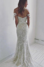 Vestidos de novia largos y elegantes de sirena con hombros descubiertos a precios asequibles 