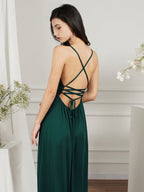 Vestidos de dama de honor de gasa con tirantes y escote en V a precios asequibles