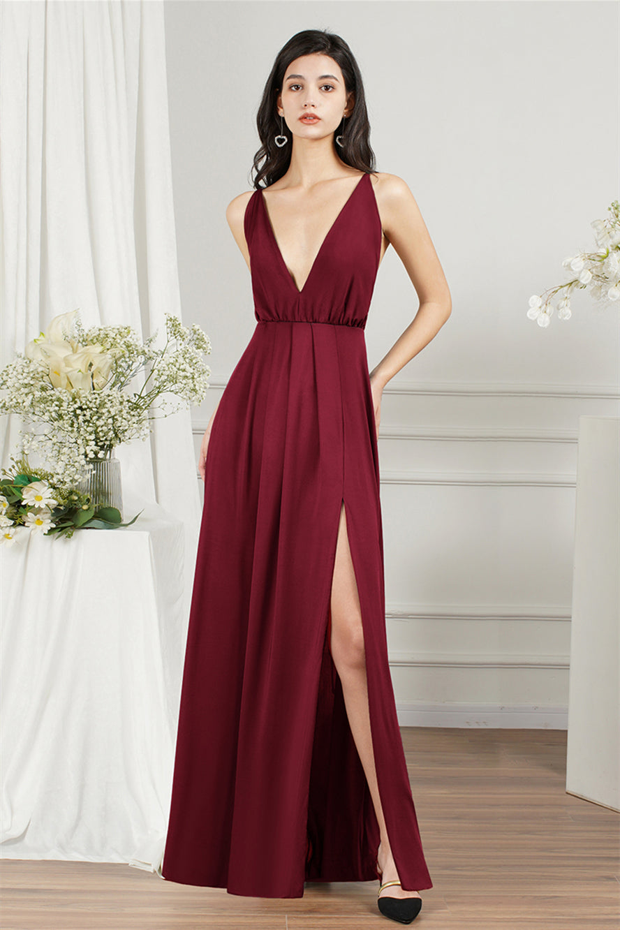 Vestidos de dama de honor de gasa con tirantes y escote en V a precios asequibles