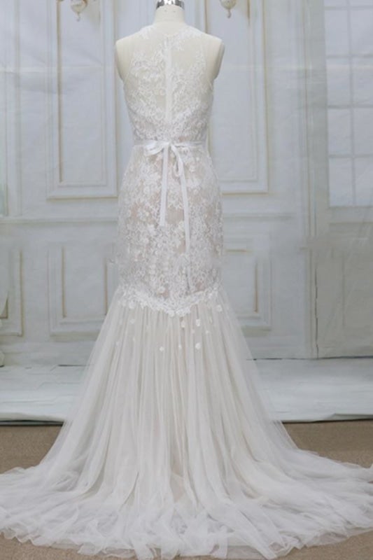 Impresionantes vestidos de novia de sirena con tul y apliques espectaculares 