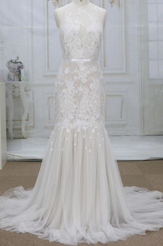 Impresionantes vestidos de novia de sirena con tul y apliques espectaculares 