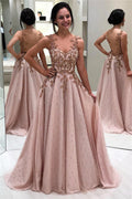 Impresionante vestido de noche formal largo de corte A con espalda descubierta y bordado con cuentas