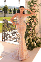 Superbe robe de bal sirène longue à bretelles spaghetti en dentelle et perles sans manches
