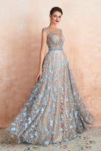 Impresionante vestido de noche sin mangas, corte A, estilo swing, con estampado floral, ideal para bodas y fiestas.