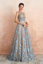 Impresionante vestido de noche sin mangas, corte A, estilo swing, con estampado floral, ideal para bodas y fiestas.