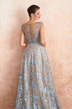 Impresionante vestido de noche sin mangas, corte A, estilo swing, con estampado floral, ideal para bodas y fiestas.