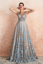 Impresionante vestido de noche sin mangas, corte A, estilo swing, con estampado floral, ideal para bodas y fiestas.