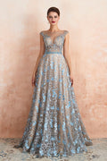 Impresionante vestido de noche sin mangas, corte A, estilo swing, con estampado floral, ideal para bodas y fiestas.